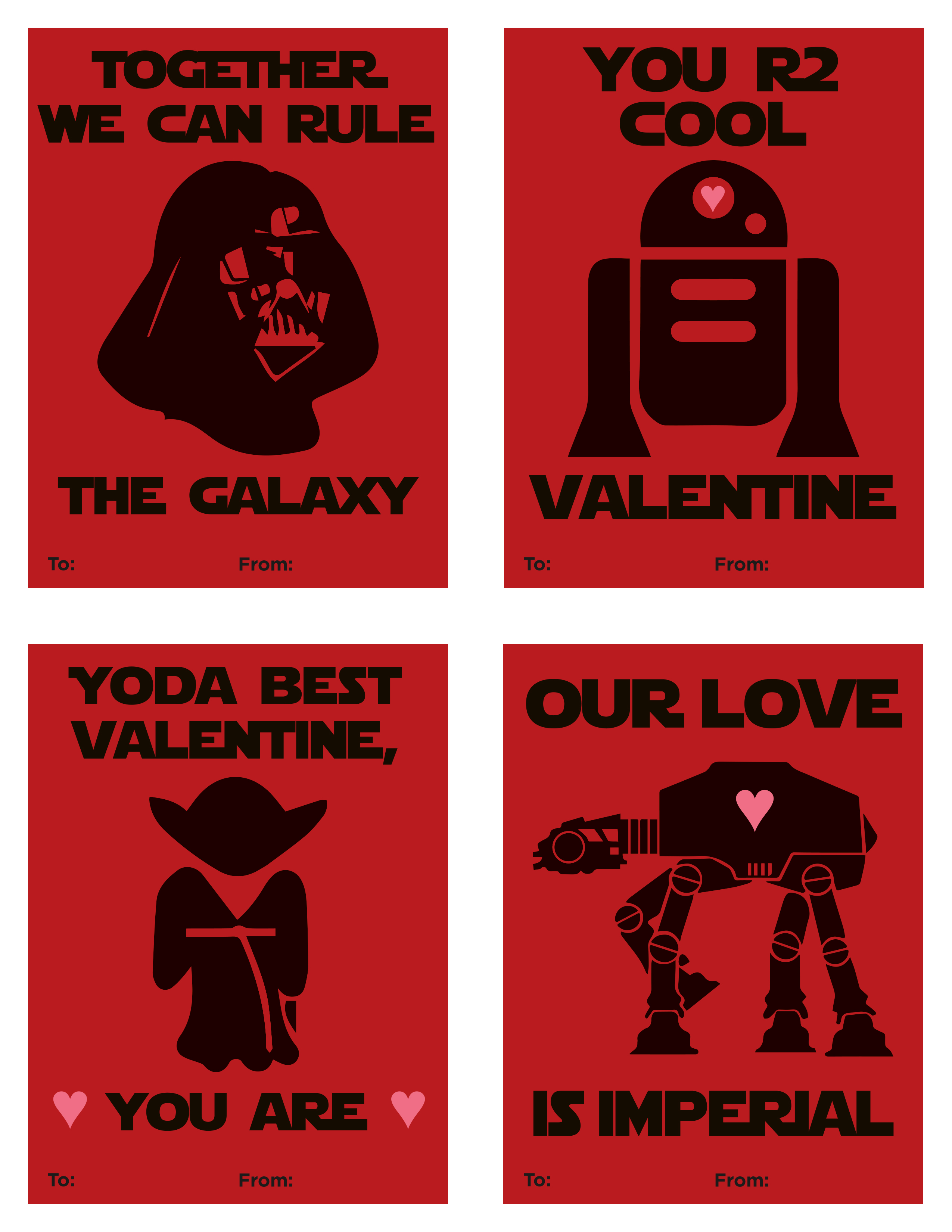 Star Wars Valentine's Cards, Star Wars Valentine Cards